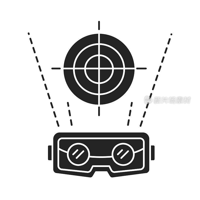 VR军训黑色象形图标。网络技术。象形文字用于网页、手机应用、促销。UI UX GUI设计元素。